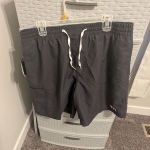 TYR Black Swim Trunks with White Drawstrings